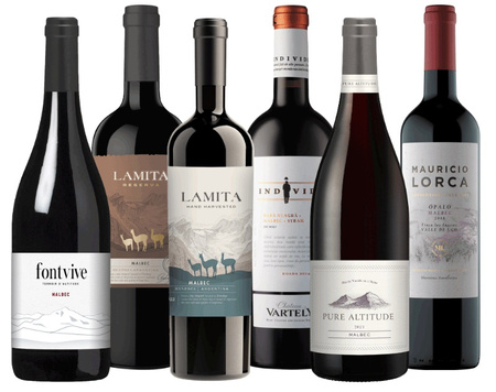 Zestaw sześciu win z odmiany Malbec