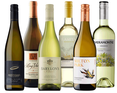Zestaw sześciu białych win z Nowego Świata