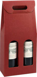 Bordowe pudełko z okienkami – na 2 butelki