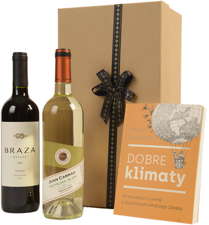Zestaw 2 win z książką Dobre Klimaty w eleganckim pudełku Eko Kraft