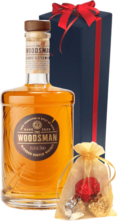Zestaw whisky Woodsman z pralinkami w eleganckim pudełku na prezent